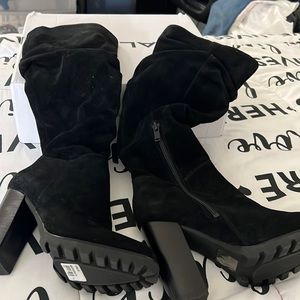 Black knee high boots